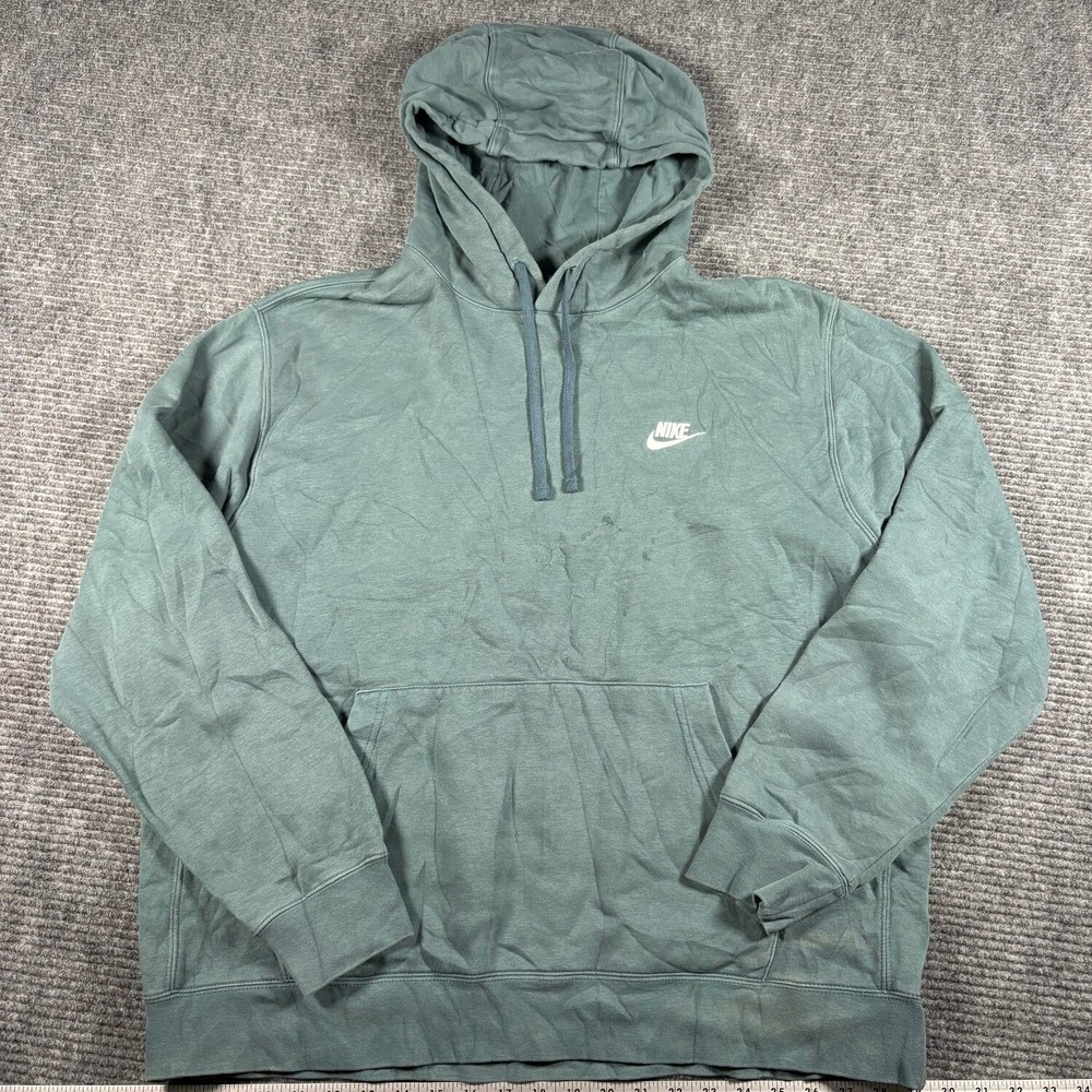 Nike Pullover Hoodie Mens XL Green Fair Embroidered Swoosh Fleece Relaxed